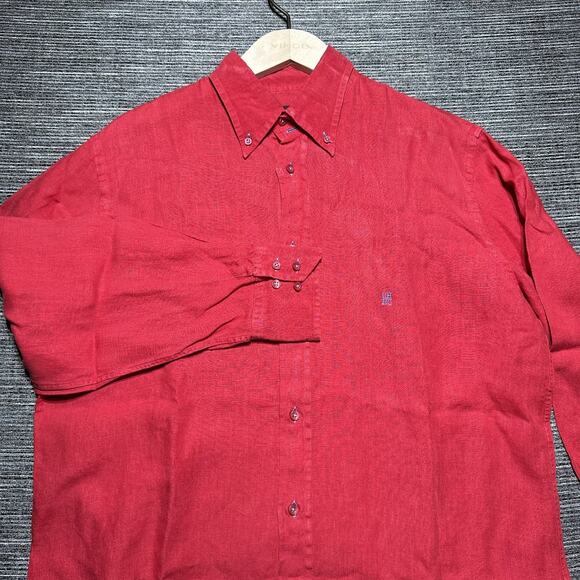 Carolina Herrera Shirt Men's 16.5 Red Long Sleeve Button Down - Picture 1 of 16